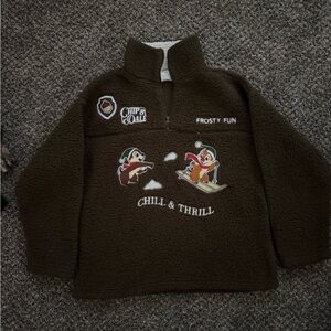Disney Brown Fleece Jacket with Chip and Dale Design